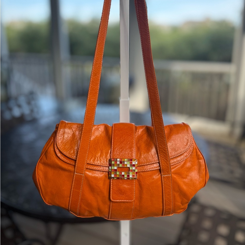 Helen Welsh Luxe Orange Leather Shoulder Bag – One of a Kind!